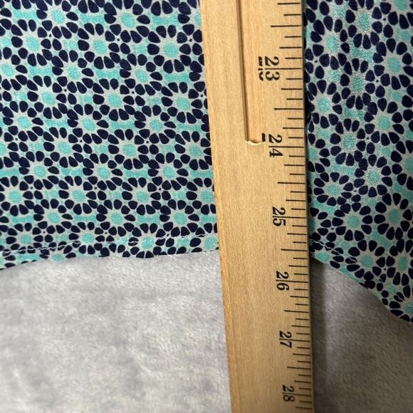 Maeve Anthropologie Top Womens 6 Blue Pink Mixed Print Silk Back Button Closure - Picture 10 of 10